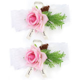2Pcs Bridesmaid Silk Wrist Flower Bridal Corsage Wedding Ceremony Decoration SupplyPink In Australia - Darrahopens