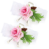 2Pcs Bridesmaid Silk Wrist Flower Bridal Corsage Wedding Ceremony Decoration SupplyPink In Australia - Darrahopens
