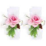 2Pcs Bridesmaid Silk Wrist Flower Bridal Corsage Wedding Ceremony Decoration SupplyPink