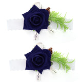 2Pcs Bridesmaid Silk Wrist Flower Bridal Corsage Wedding Ceremony Decoration SupplySapphire Blue In Australia - Darrahopens