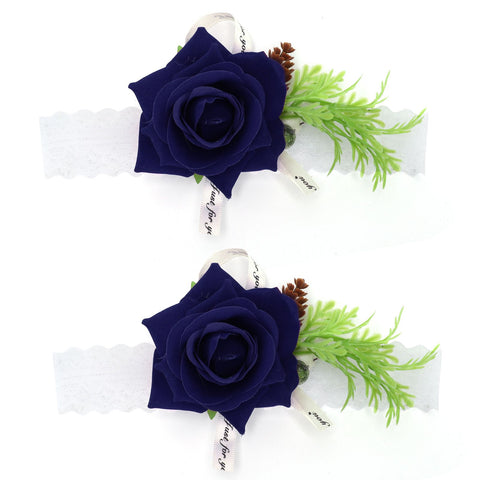 2Pcs Bridesmaid Silk Wrist Flower Bridal Corsage Wedding Ceremony Decoration SupplySapphire Blue In Australia - Darrahopens