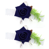 2Pcs Bridesmaid Silk Wrist Flower Bridal Corsage Wedding Ceremony Decoration SupplySapphire Blue In Australia - Darrahopens