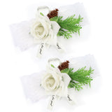 2Pcs Bridesmaid Silk Wrist Flower Bridal Corsage Wedding Ceremony Decoration SupplyWhite In Australia - Darrahopens