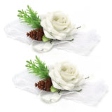 2Pcs Bridesmaid Silk Wrist Flower Bridal Corsage Wedding Ceremony Decoration SupplyWhite In Australia - Darrahopens