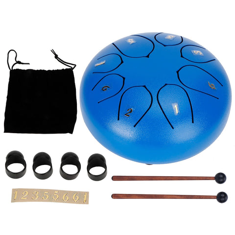 6in Tongue Drum 8‑Tones Ethereal Hand Pan Drums with Drumstick Percussion InstrumentBlue In Australia - Darrahopens