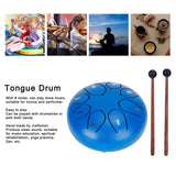 6in Tongue Drum 8‑Tones Ethereal Hand Pan Drums with Drumstick Percussion InstrumentBlue
