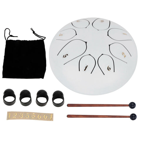 6in Tongue Drum 8‑Tones Ethereal Hand Pan Drums with Drumstick Percussion InstrumentWhite In Australia - Darrahopens