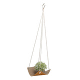 Hanging Planter Holder PU Leather Base Cotton Rope Net Flowerpot Hanging Basket for GardeningYellow 20cm