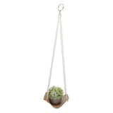Hanging Planter Holder PU Leather Base Cotton Rope Net Flowerpot Hanging Basket for GardeningYellow 20cm