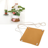 Hanging Planter Holder PU Leather Base Cotton Rope Net Flowerpot Hanging Basket for GardeningYellow 20cm