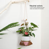 Hanging Planter Holder PU Leather Base Cotton Rope Net Flowerpot Hanging Basket for GardeningYellow 20cm