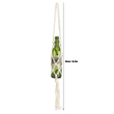 Wine Bottle Holder Bohemian Style Hand Knitting Cotton Rope Bottles Storage Hanging BagBeige