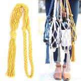 Wine Bottle Holder Bohemian Style Hand Knitting Cotton Rope Bottles Storage Hanging BagYellow