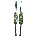 Wine Bottle Holder Bohemian Style Hand Knitting Cotton Rope Bottles Storage Hanging BagDark Green
