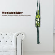 Wine Bottle Holder Bohemian Style Hand Knitting Cotton Rope Bottles Storage Hanging BagDark Green