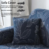 Blue Leaves Soft Elastic Sofa Cover Washable Sofa Slipcover Furniture Protector for Home2 Seater