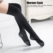 Women Yoga Socks Non Slip Warm Thigh High Stockings for Fitness Latin Dance Sports Black