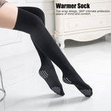Women Yoga Socks Non Slip Warm Thigh High Stockings for Fitness Latin Dance Sports Black