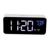 LED Digital Alarm Clock Thermometer with Snooze USB Charging Bedroom Office DecorationSilver