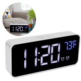 LED Digital Alarm Clock Thermometer with Snooze USB Charging Bedroom Office DecorationSilver