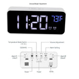 LED Digital Alarm Clock Thermometer with Snooze USB Charging Bedroom Office DecorationSilver