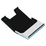 Business Name Card Holder Case Stainless Steel Organizer Portable for Business WorksBlue 336#