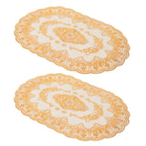 2Pcs PVC Table Mat Gold Placemats Cup Coaster Pad Kitchen Restaurant Wedding DecorationOval 01