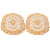 2Pcs PVC Table Mat Gold Placemats Cup Coaster Pad Kitchen Restaurant Wedding DecorationOval 01
