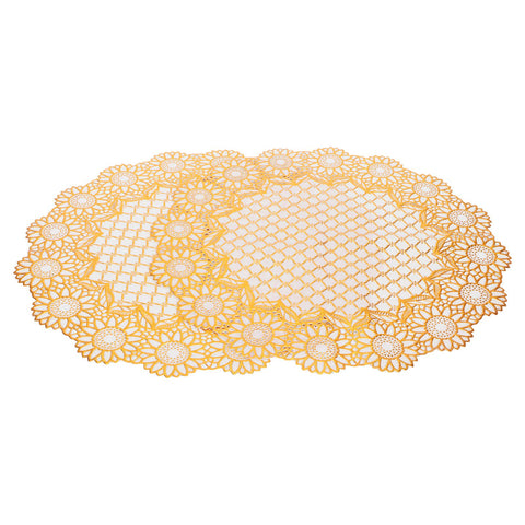 2PCS 38x38cm Table Mats PVC Gold Placemats Cup Mat Coaster for Wedding Party SuppliesRound 03 In Australia - Darrahopens