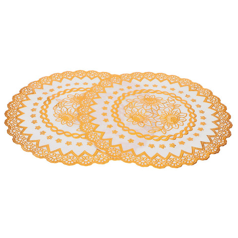 2PCS 38x38cm Table Mats PVC Gold Placemats Cup Mat Coaster for Wedding Party SuppliesRound 04 In Australia - Darrahopens