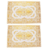 2PCS 30cmx45cm PVC Table Mat Gold Placemats Cup Coaster Pad Kitchen Wedding DecorationStyle 3