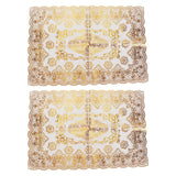 2PCS 30cmx45cm PVC Table Mat Gold Placemats Cup Coaster Pad Kitchen Wedding DecorationStyle 4