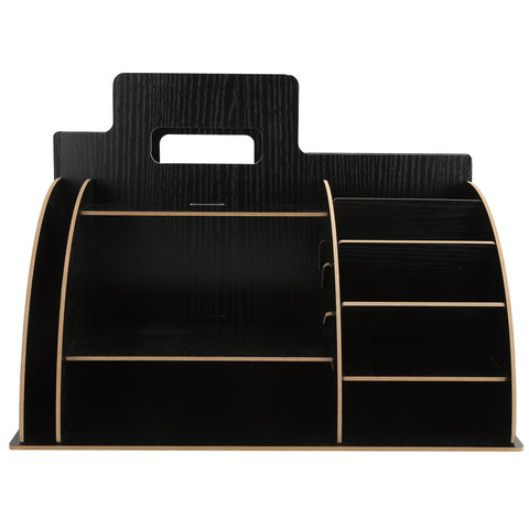 Wood Desktop Organizer Innovative Cosmetics Stationery Storage Rack for Home OfficeBlack In Australia - Darrahopens