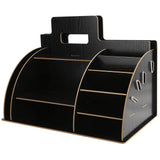 Wood Desktop Organizer Innovative Cosmetics Stationery Storage Rack for Home OfficeBlack In Australia - Darrahopens