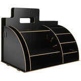 Wood Desktop Organizer Innovative Cosmetics Stationery Storage Rack for Home OfficeBlack In Australia - Darrahopens