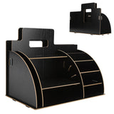 Wood Desktop Organizer Innovative Cosmetics Stationery Storage Rack for Home OfficeBlack In Australia - Darrahopens