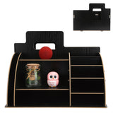 Wood Desktop Organizer Innovative Cosmetics Stationery Storage Rack for Home OfficeBlack