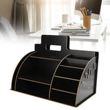 Wood Desktop Organizer Innovative Cosmetics Stationery Storage Rack for Home OfficeBlack