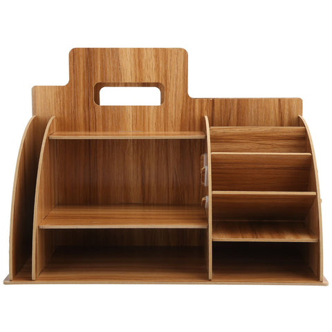 Wood Desktop Organizer Innovative Cosmetics Stationery Storage Rack for Home OfficeCherry Wood Color In Australia - Darrahopens