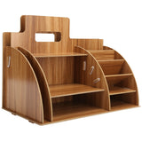 Wood Desktop Organizer Innovative Cosmetics Stationery Storage Rack for Home OfficeCherry Wood Color In Australia - Darrahopens