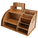 Wood Desktop Organizer Innovative Cosmetics Stationery Storage Rack for Home OfficeCherry Wood Color In Australia - Darrahopens