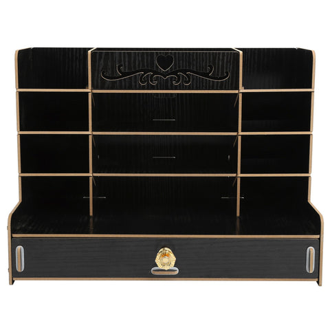 Wooden Storage Box Innovative Desktop Pen Holder Container Stationery Rack OrganizerBlack In Australia - Darrahopens