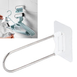 Clothes Hanger Organizer Stainless Steel UShape Wall Storage Rack for Bathroom Balcony White