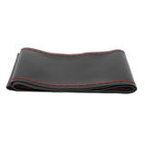 Universal Steering Wheel Cover with Needle Thread Protector for External Diameter of 3738cm(Black Red Thread )