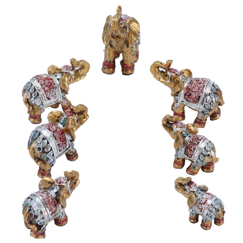 7Pcs Cute Resin Elephant Statue Decor Vivid Ornament Craft Gift for Home Table Decoration In Australia - Darrahopens