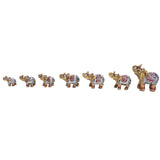 7Pcs Cute Resin Elephant Statue Decor Vivid Ornament Craft Gift for Home Table Decoration