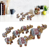 7Pcs Cute Resin Elephant Statue Decor Vivid Ornament Craft Gift for Home Table Decoration