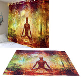 Forest Yoga Background Pattern Tapestry Wall Hanging Wall Blanket for Home Decor230x180cm