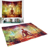 Forest Yoga Background Pattern Tapestry Wall Hanging Wall Blanket for Home Decor230x180cm