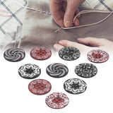 10Pcs Round Buttons Mixed Pattern Carving 4‑Holes Button DIY Art Crafts Supplies